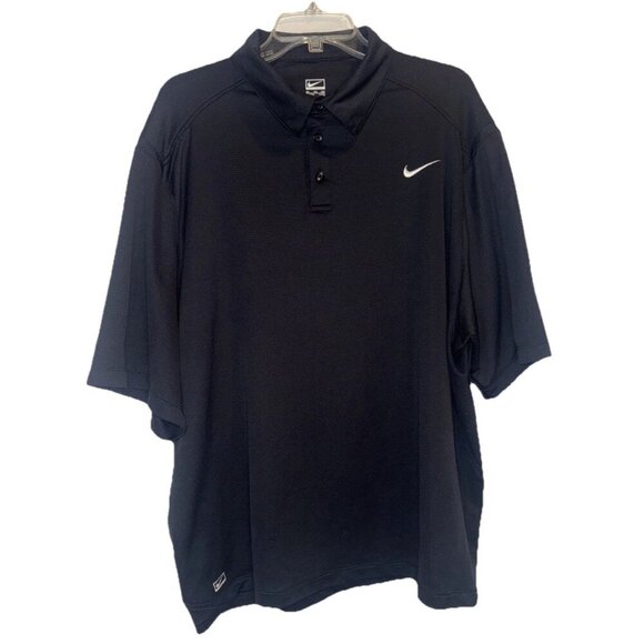 Nike Men’s Black Performance Knit Polyester Short Sleeve Polo Shirt XXL Golf - Picture 1 of 10